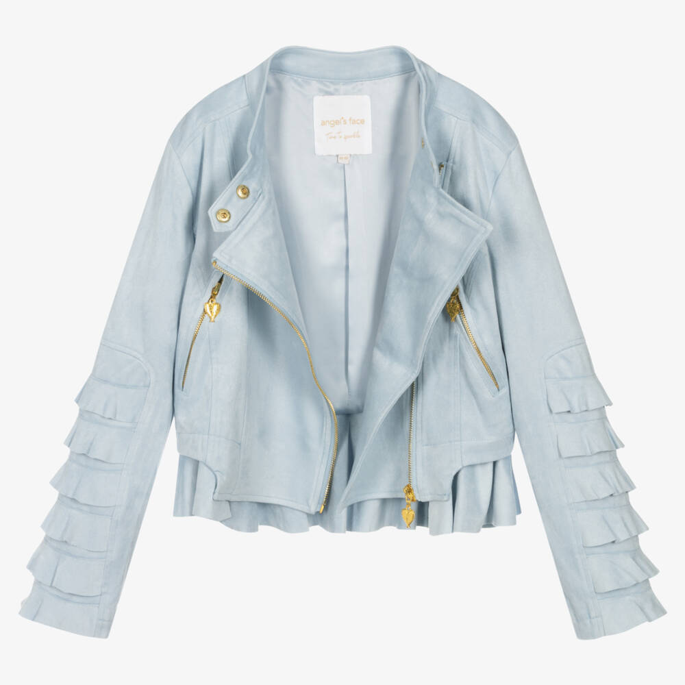 Angel's Face-Teen Girls Blue Faux Suede Biker Jacket | Childrensalon Outlet