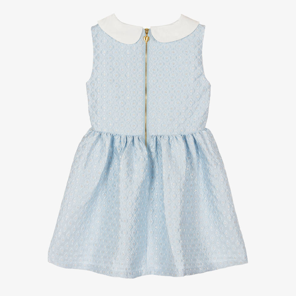 Angel's Face-Голубое платье из парчи с цветочным узором | Childrensalon Outlet