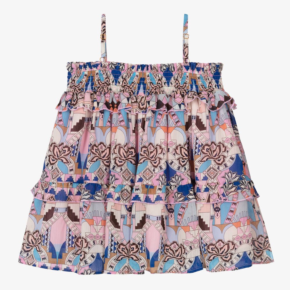 انجلز فيس-بلوزة شيفون لون أزرق بطبعة ورود للمراهقات | Childrensalon Outlet