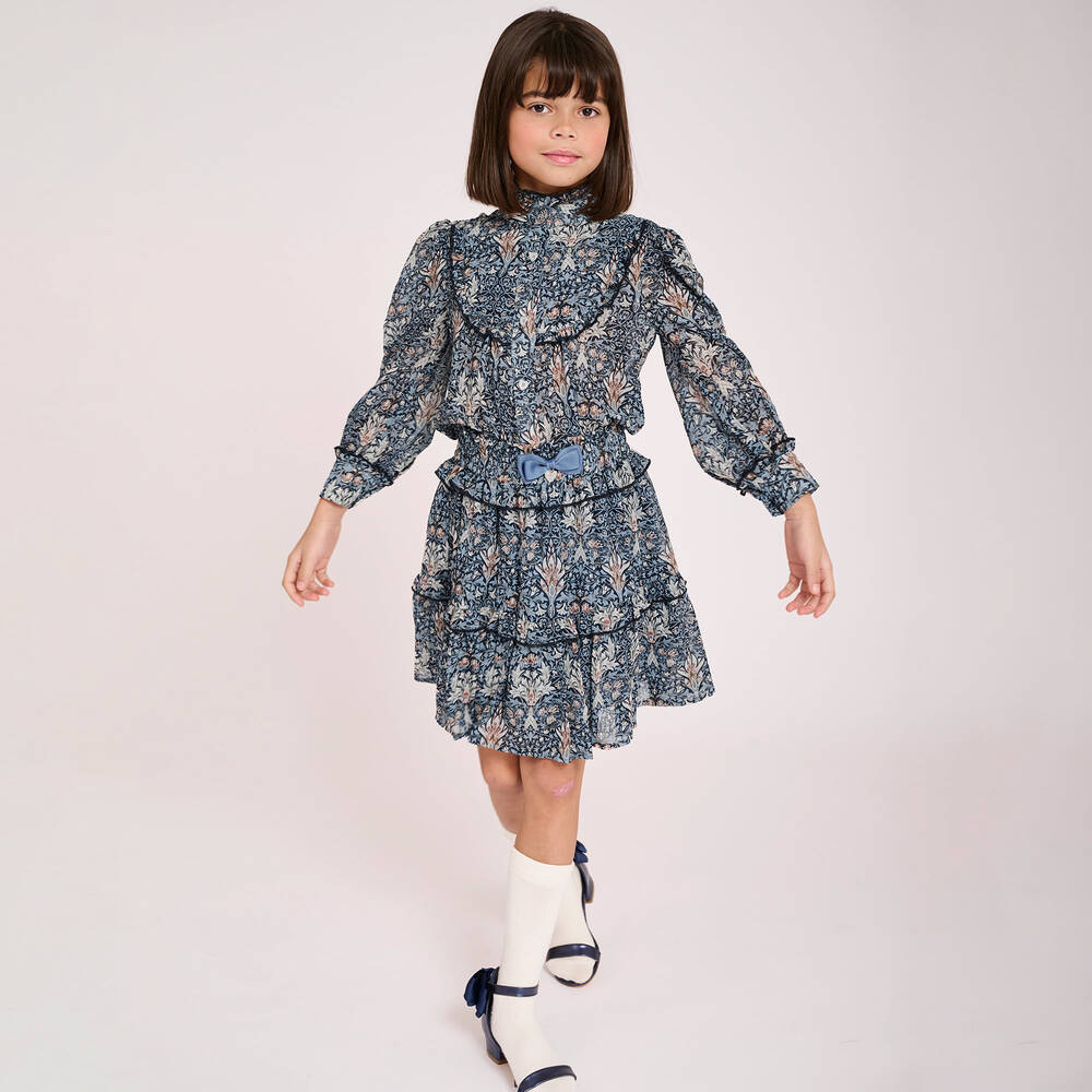 Angel's Face-Teen Girls Blue Floral Chiffon Skirt | Childrensalon Outlet