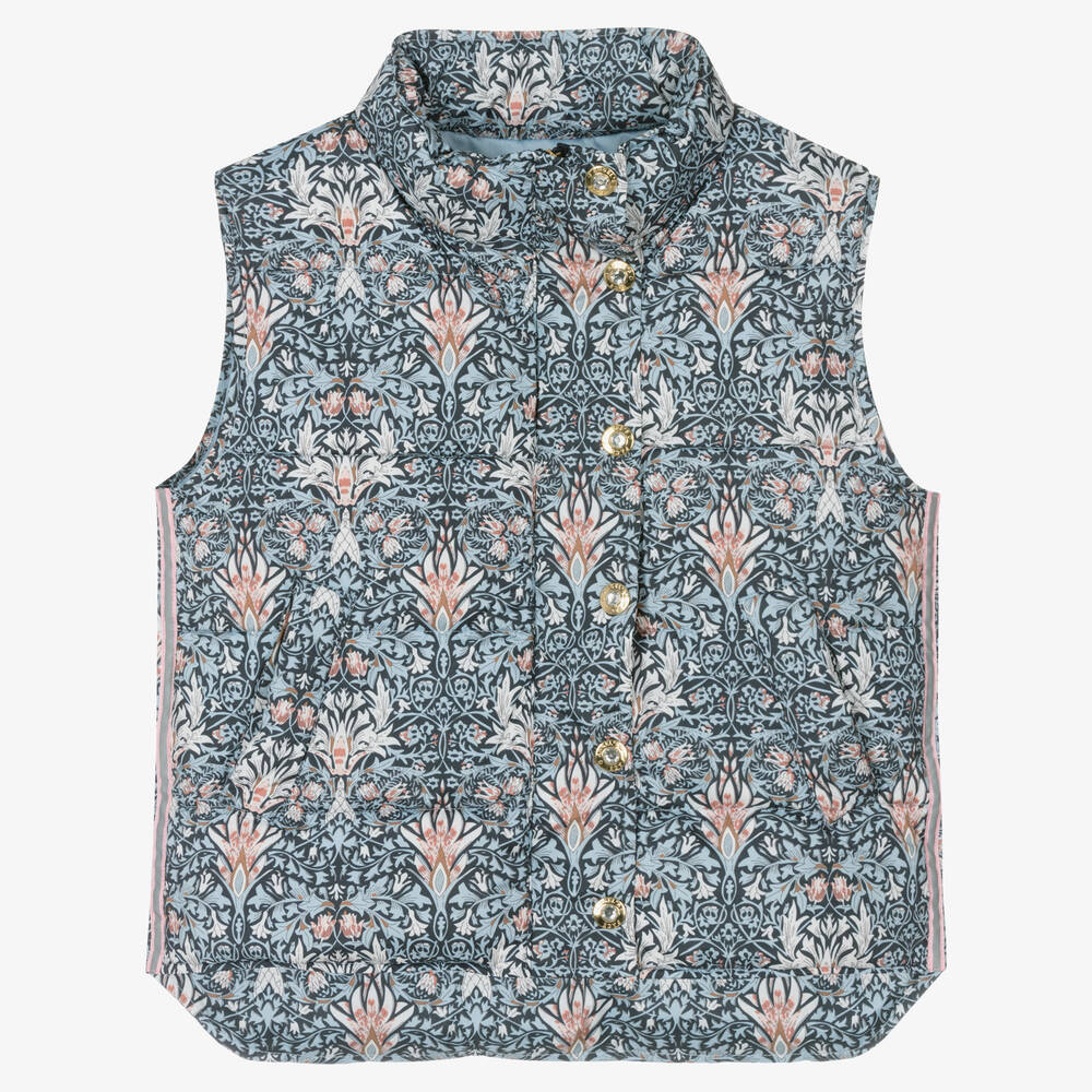 Angel's Face-Teen Girls Blue Floral Padded Gilet | Childrensalon Outlet