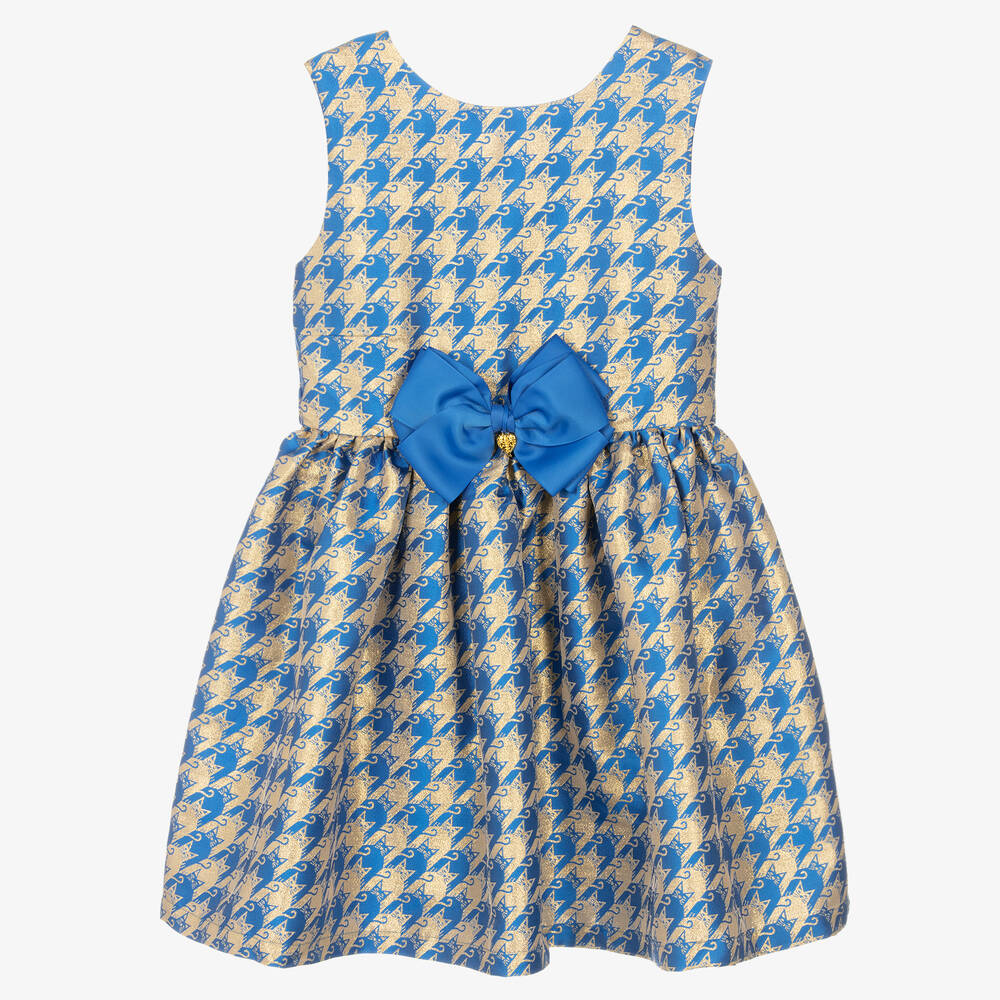 Angel's Face - Teen Girls Blue & Gold Dress  | Childrensalon