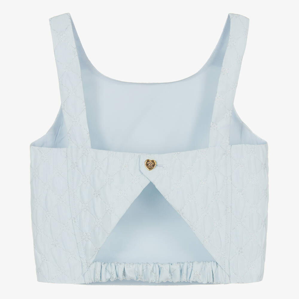 Angel's Face-Teen Girls Blue Jacquard Flower Top | Childrensalon Outlet