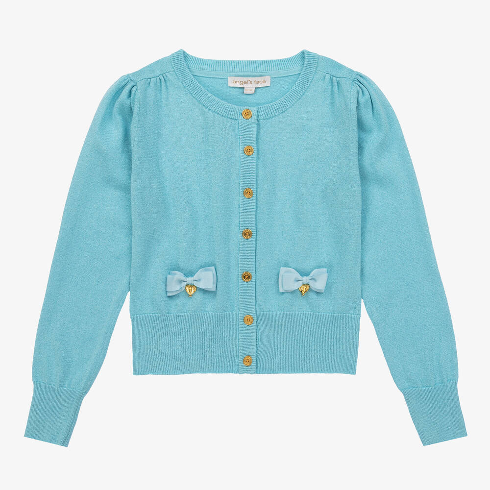 Angel's Face - Teen Girls Blue Sparkly Knitted Cardigan | Childrensalon