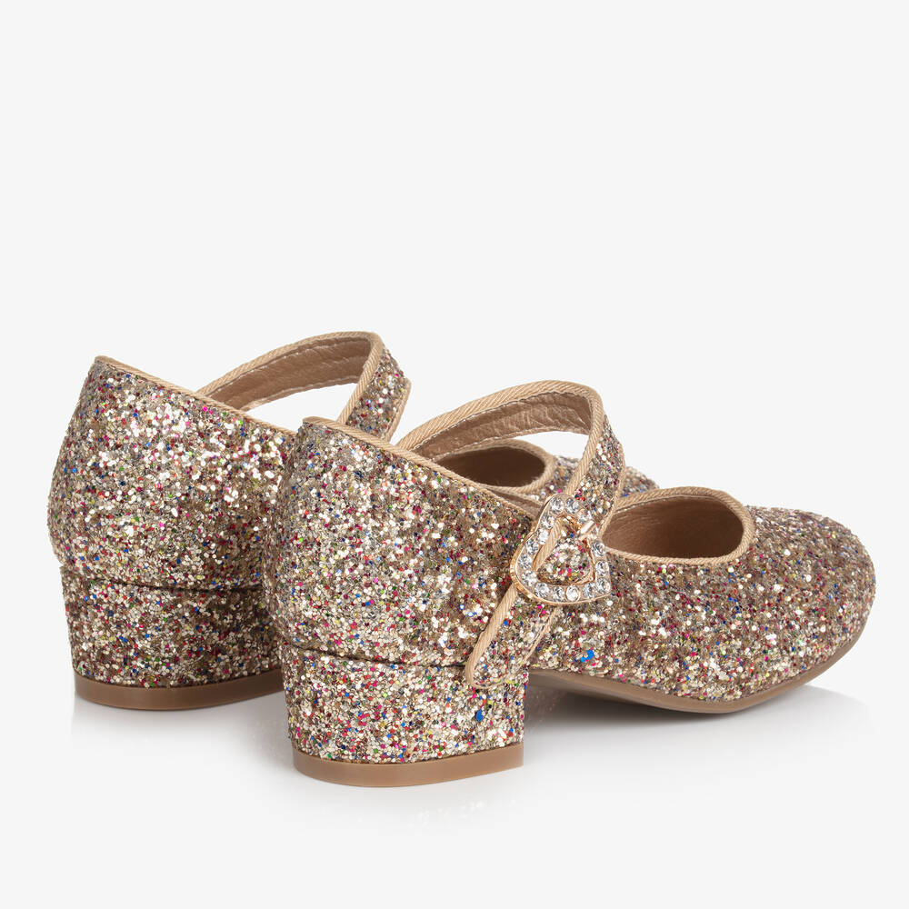 Angel's Face - Teen Girls Gold Glitter Heel Shoes | Childrensalon Outlet