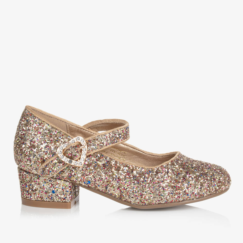 Angel's Face - Teen Girls Gold Glitter Heel Shoes | Childrensalon Outlet