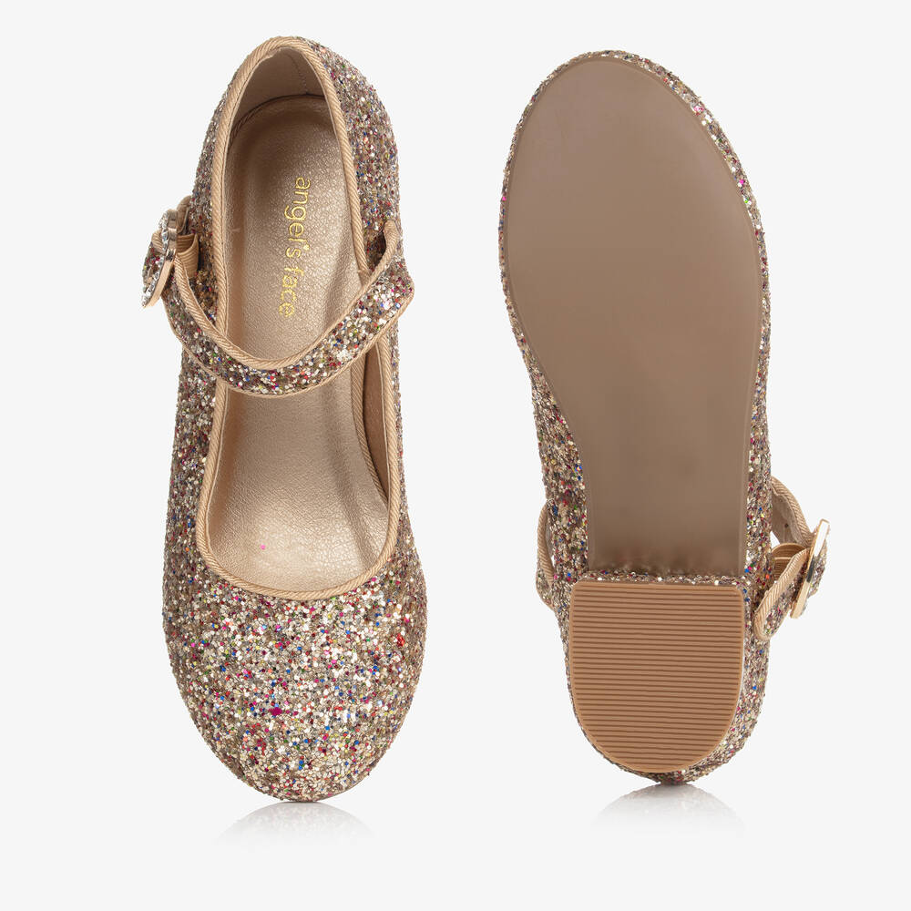 Angel's Face - Teen Girls Gold Glitter Heel Shoes | Childrensalon Outlet