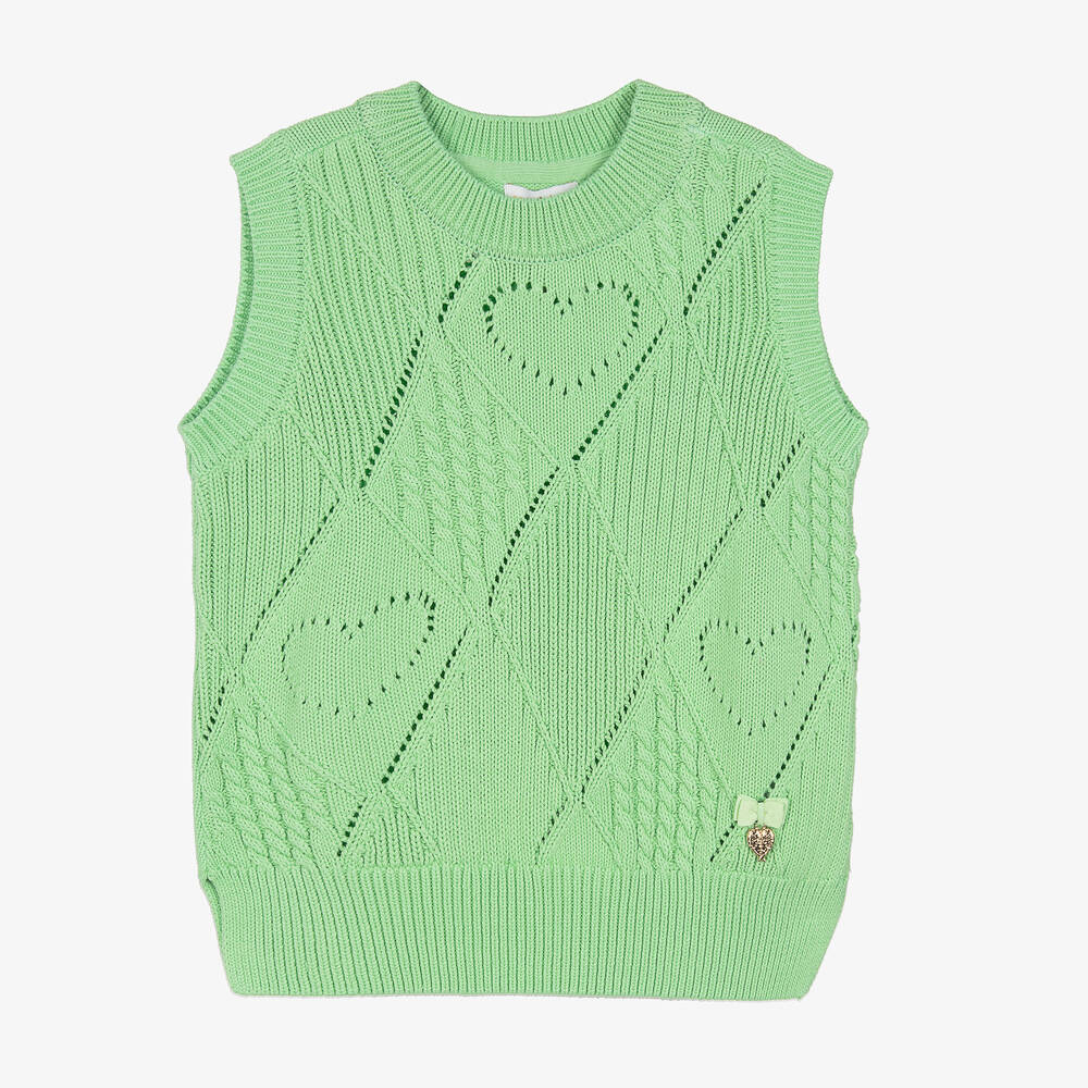 Angel's Face - Teen Girls Green Cotton Knit Slipover | Childrensalon