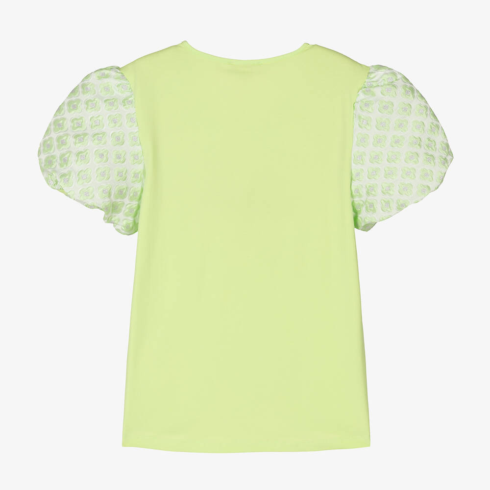 انجلز فيس-تيشيرت تينز بناتي قطن جيرسي لون أخضر | Childrensalon Outlet