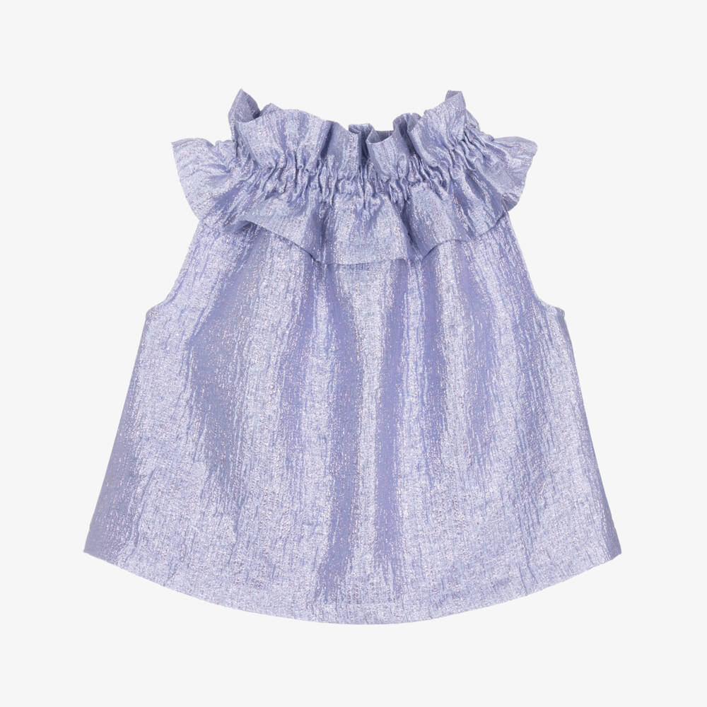 Angel's Face-بلوزة جاكارد لون بنفسجي مزين بكشكش للمراهقات | Childrensalon Outlet