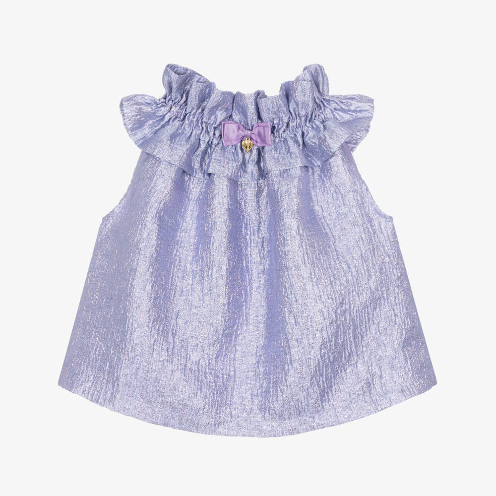 Angel's Face-بلوزة جاكارد لون بنفسجي مزين بكشكش للمراهقات | Childrensalon Outlet