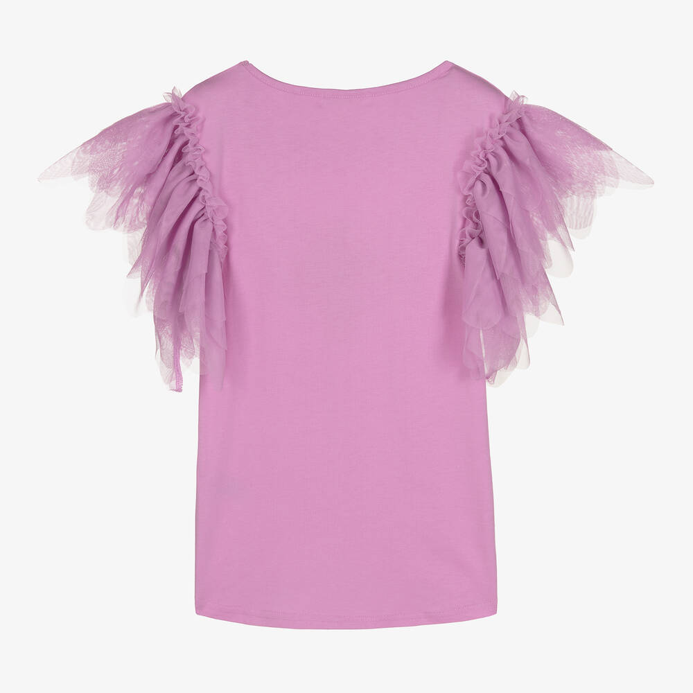Angel's Face-Teen Girls Lilac Purple Tulle Sleeve Top | Childrensalon Outlet