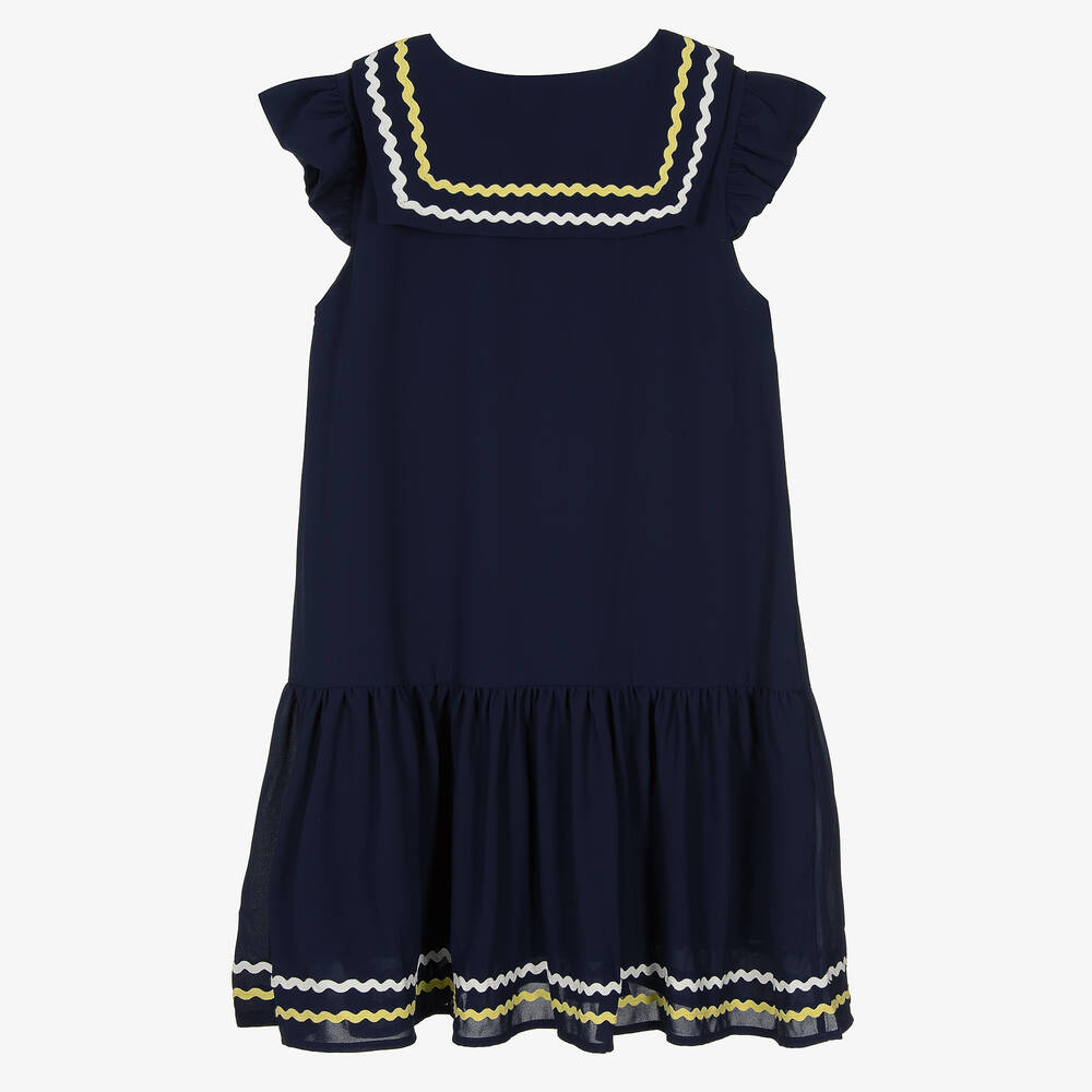 Angel's Face-Синее платье из крепа в матросском стиле | Childrensalon Outlet