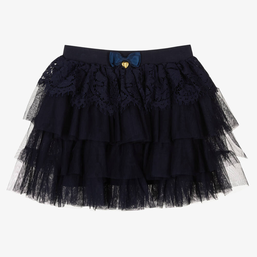 Angel's Face - Teen Girls Navy Blue Lace & Tulle Skirt | Childrensalon