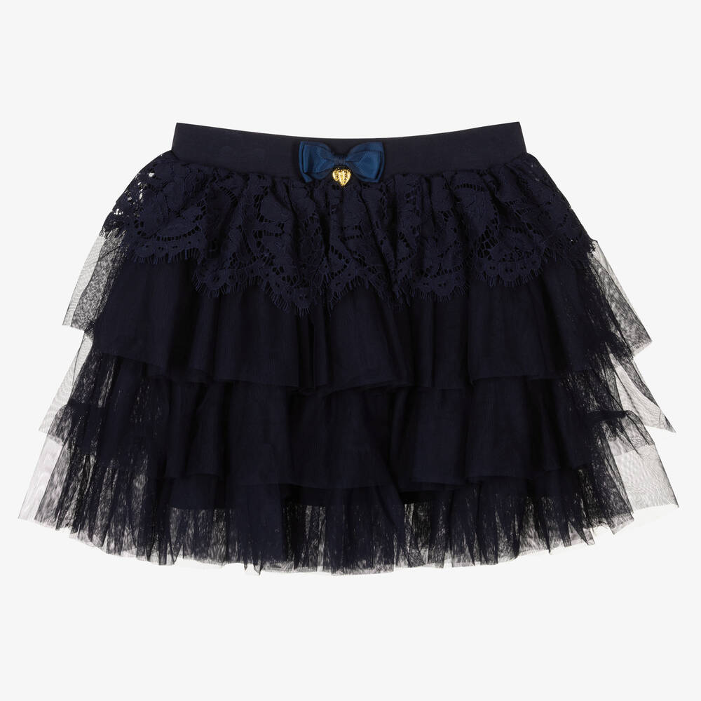 Angel's Face - Teen Girls Navy Blue Lace & Tulle Skirt