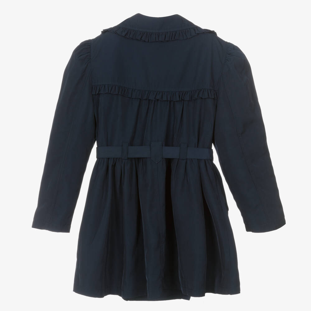 Angel's Face-Teen Girls Navy Blue Ruffle Trench Coat | Childrensalon Outlet