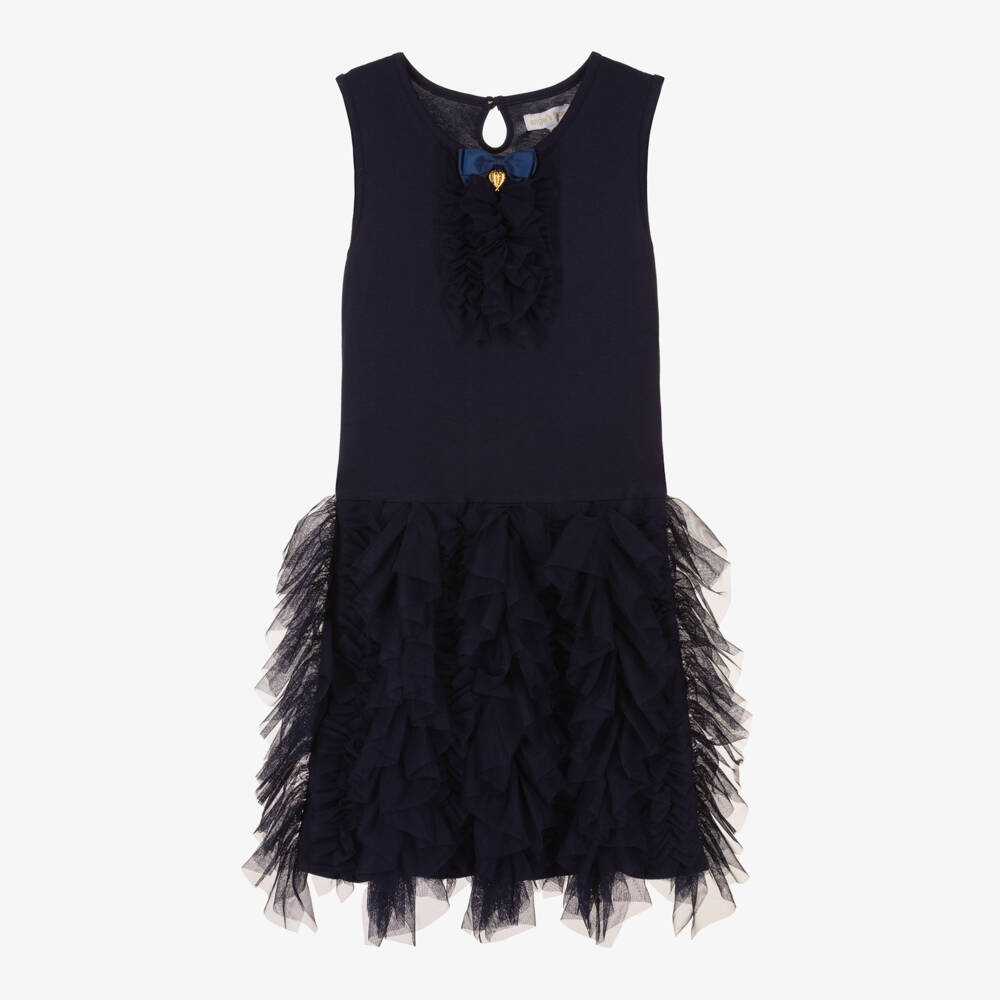 Angel's Face-Teen Girls Navy Ruffled Tulle Dress | Childrensalon Outlet