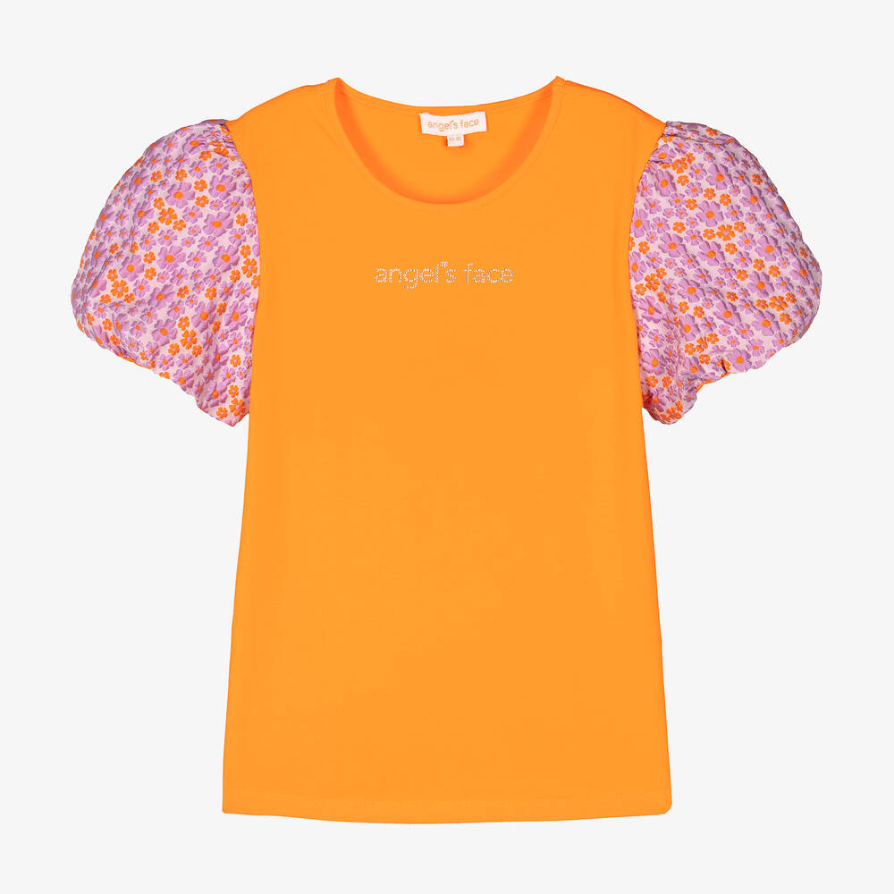 Angel's Face - T-shirt orange et violet ado fille | Childrensalon
