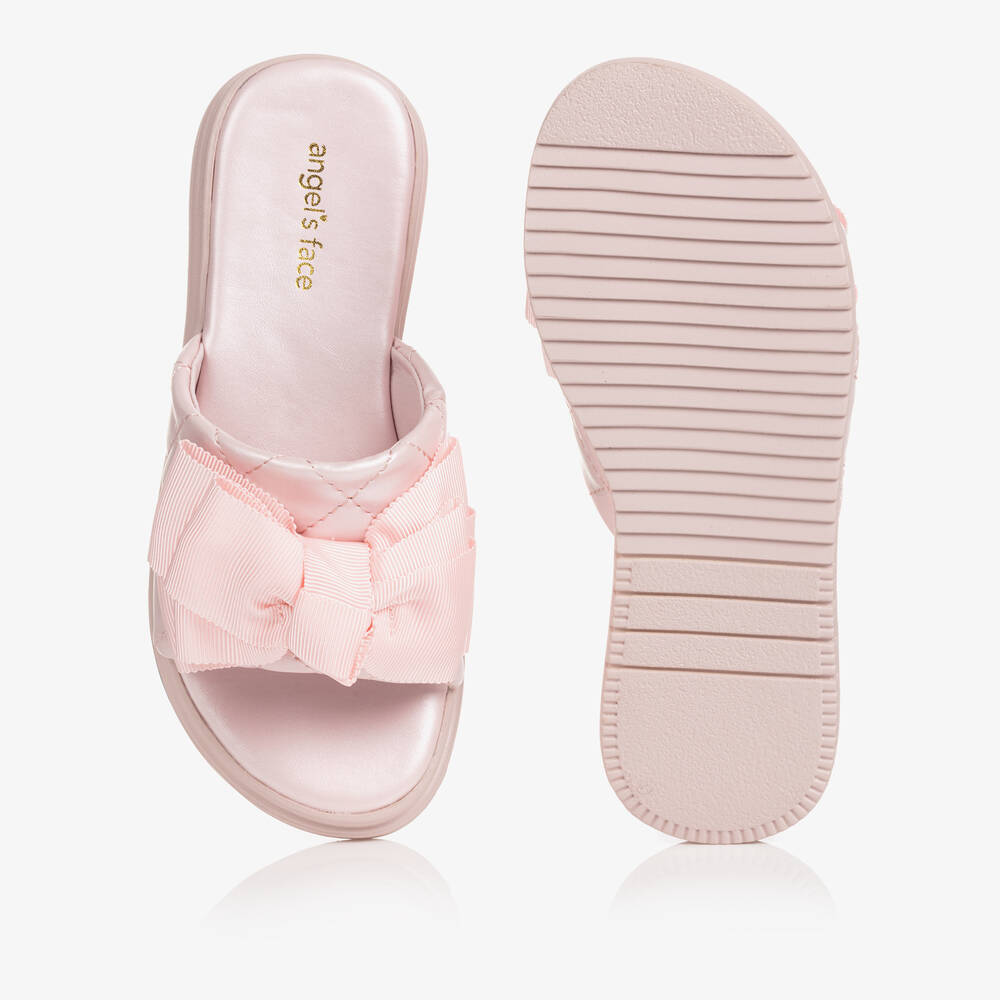 Angel's Face-Розовые стеганые шлепанцы с бантиками | Childrensalon Outlet