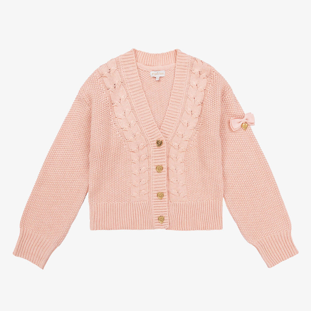 Angel's Face - Cardigan rose à maille torsadée | Childrensalon