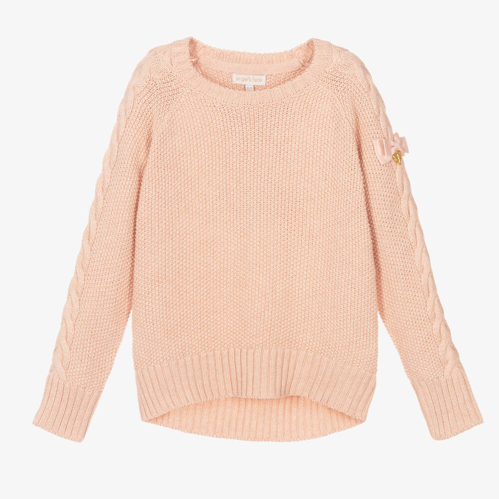 Angel's Face - Teen Girls Pink Cotton Bows Sweater | Childrensalon