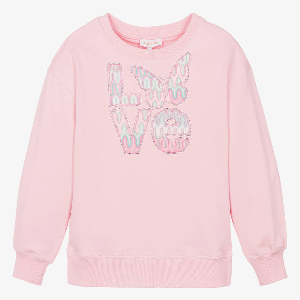Angel's Face-Teen Girls Pink Cotton Love Sweatshirt | Childrensalon Outlet