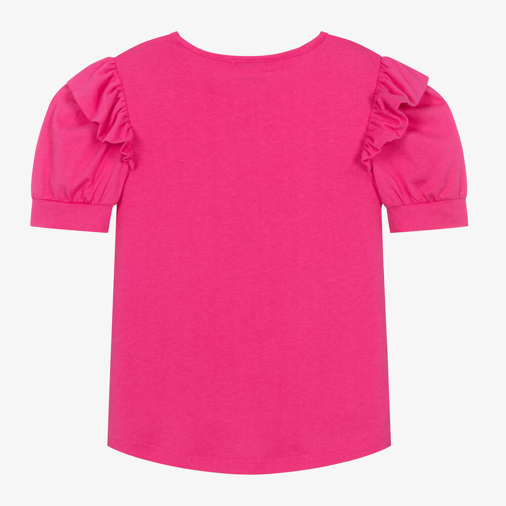 انجلز فيس-تيشيرت قطن ومودال جيرسي لون زهري فوشيا | Childrensalon Outlet