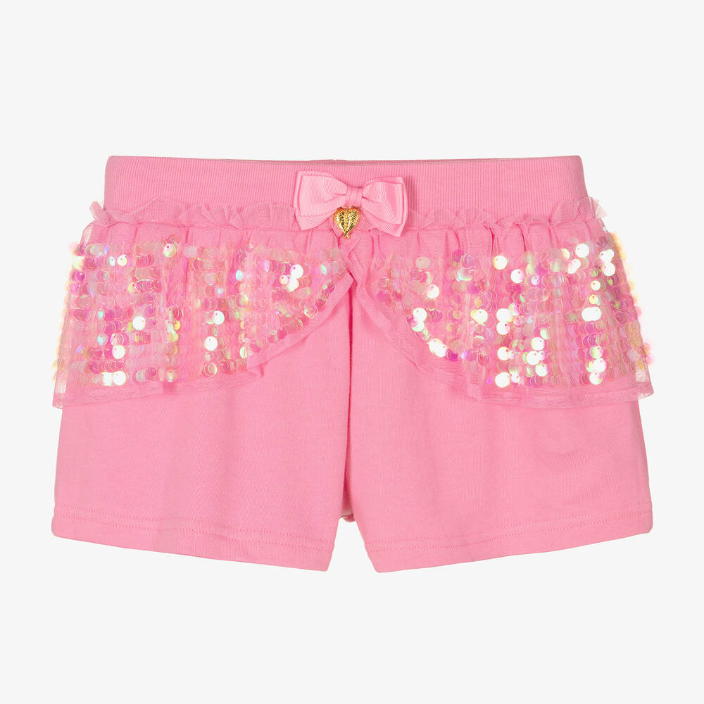 Angel's Face - Teen Girls Pink Cotton Sequin Shorts | Childrensalon