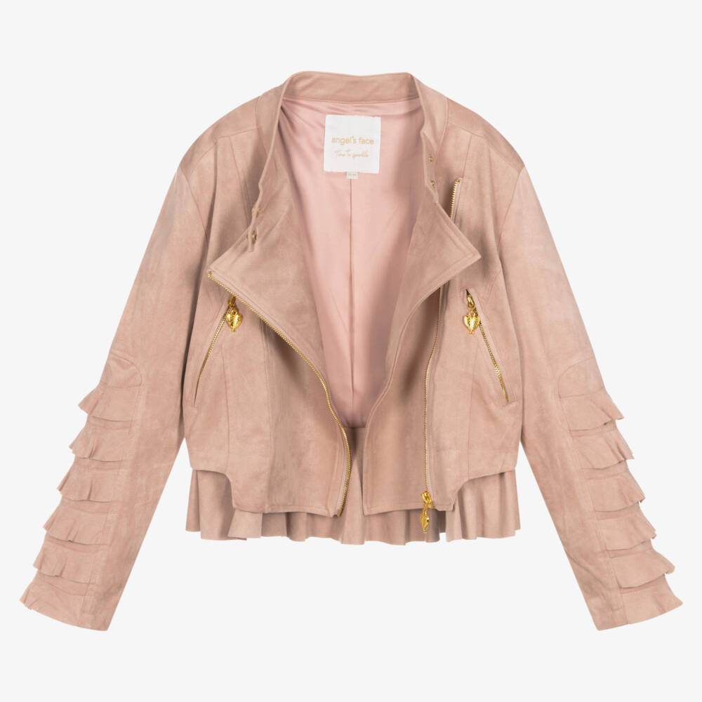 Angel's Face-Teen Girls Pink Faux Suede Biker Jacket | Childrensalon Outlet