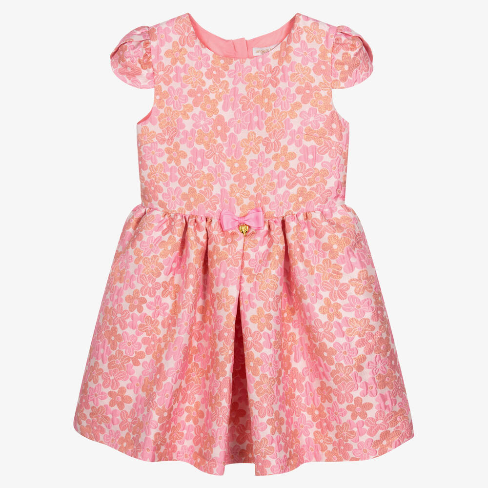 Angel's Face - Robe rose en brocart à fleurs ado | Childrensalon