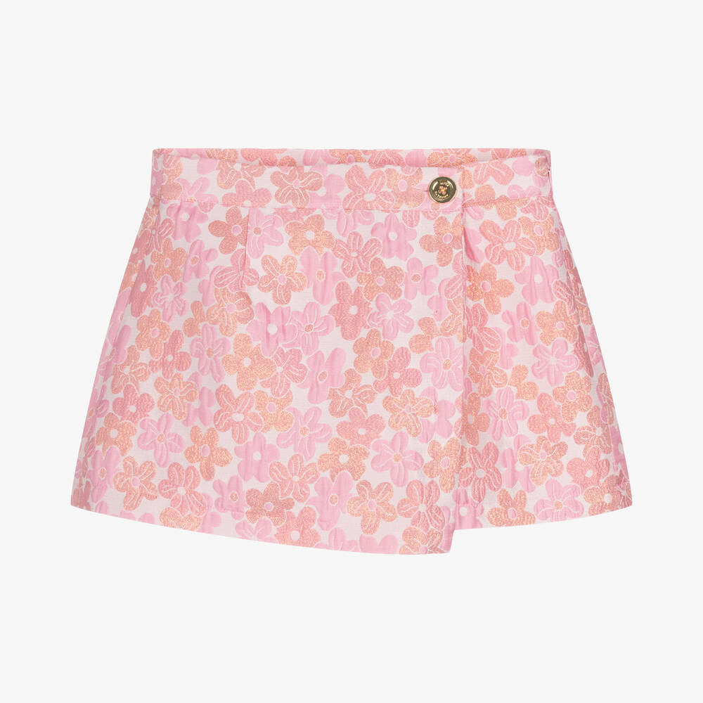 Angel's Face - Rosa geblümter Teen Brokat-Skort | Childrensalon