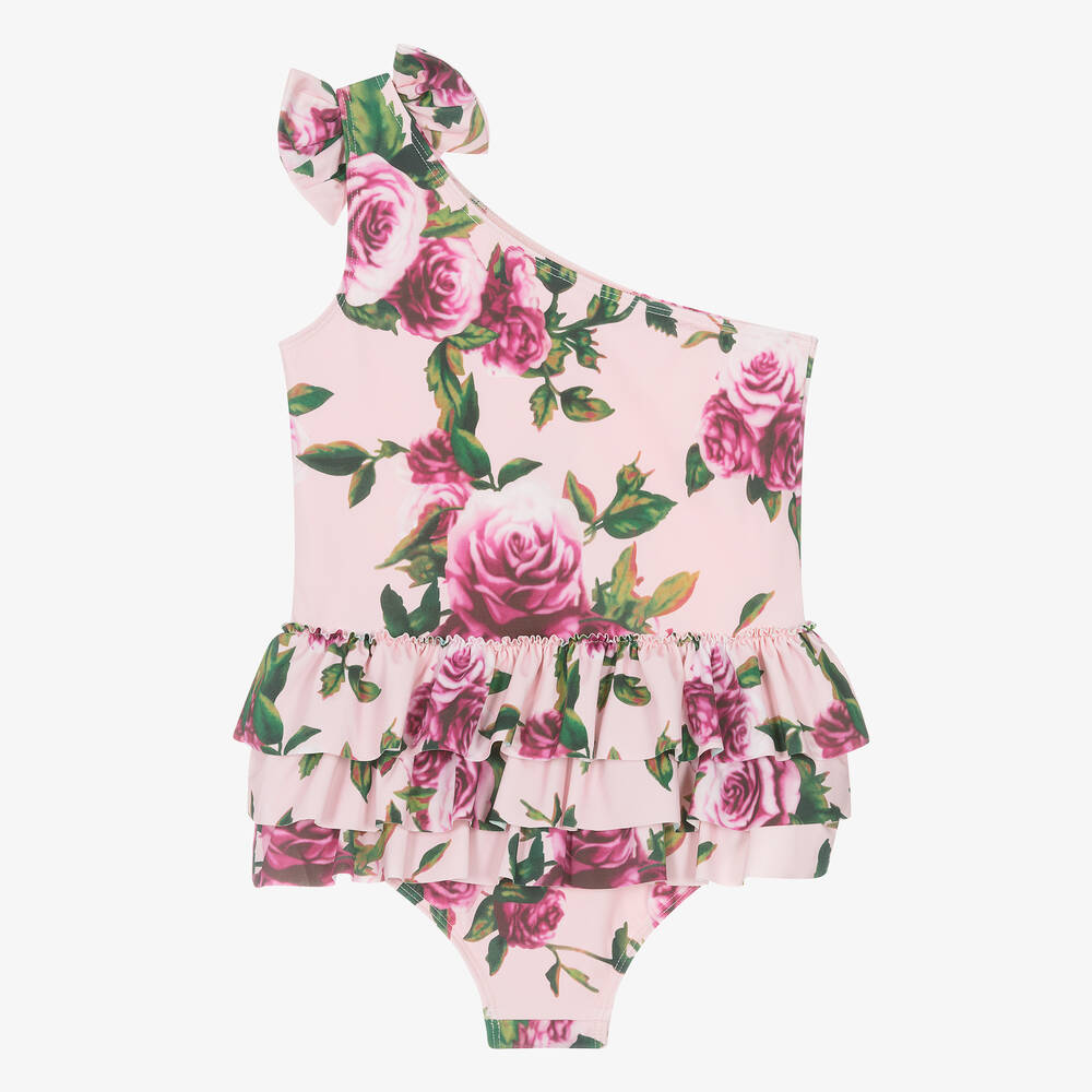 Angel's Face-Teen Girls Pink Floral One Shoulder Swimsuit (UPF50+) | Childrensalon Outlet