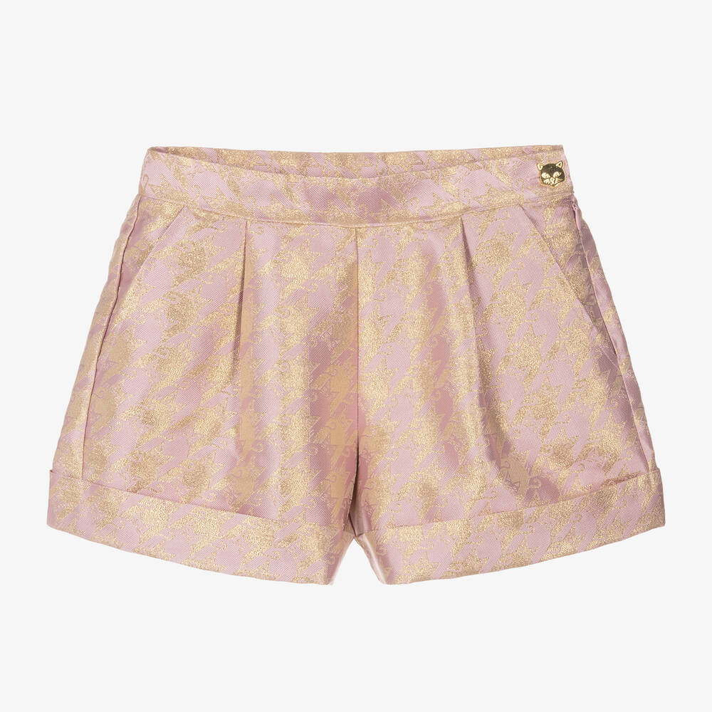 Angel's Face - Teen Girls Pink & Gold Houndstooth Shorts | Childrensalon