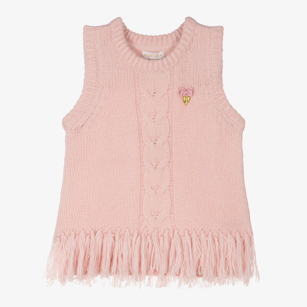 Angel's Face - Pull sans manches rose en maille | Childrensalon