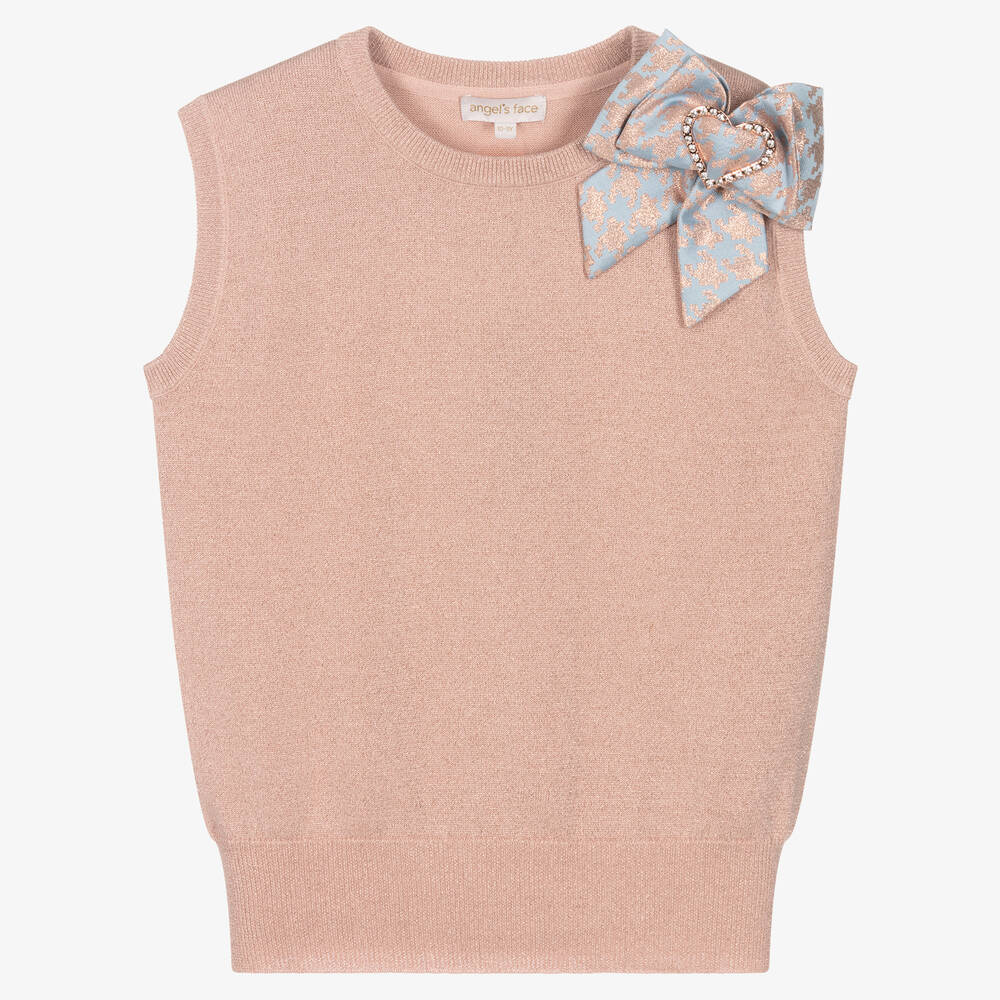 Angel's Face - Teen Girls Pink Knitted Sweater Vest | Childrensalon
