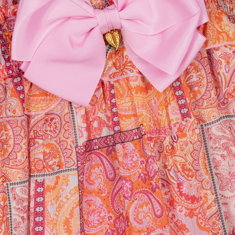 Angel's Face-فستان شيفون لون برتقالي وزهري للمراهقات | Childrensalon Outlet