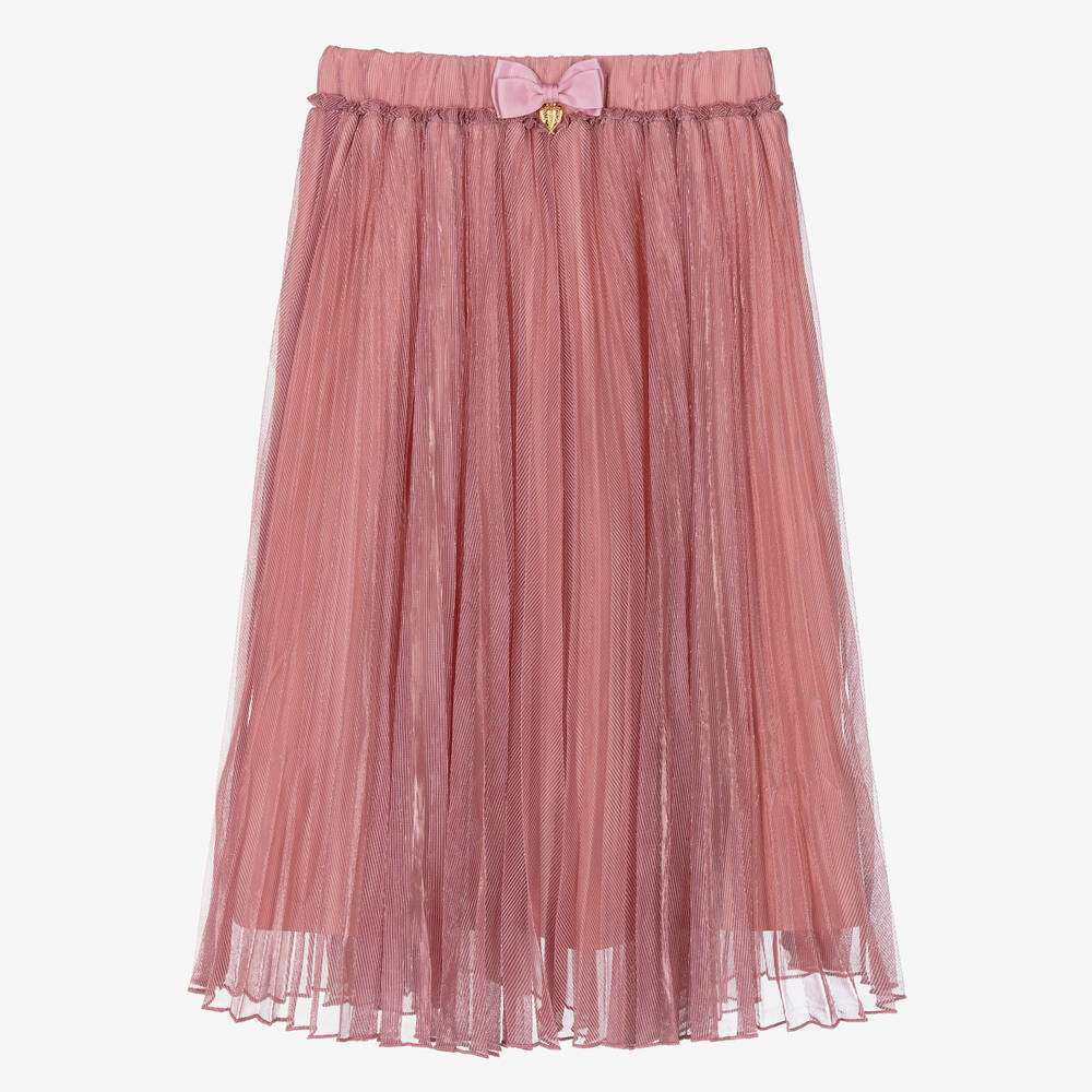 Angel's Face - Teen Girls Pink Plissé Sparkle Midi Skirt | Childrensalon