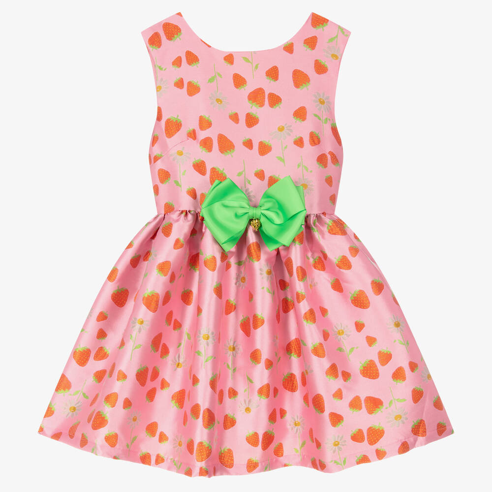 Angel's Face - Teen Girls Pink Strawberry Jacquard Dress  | Childrensalon