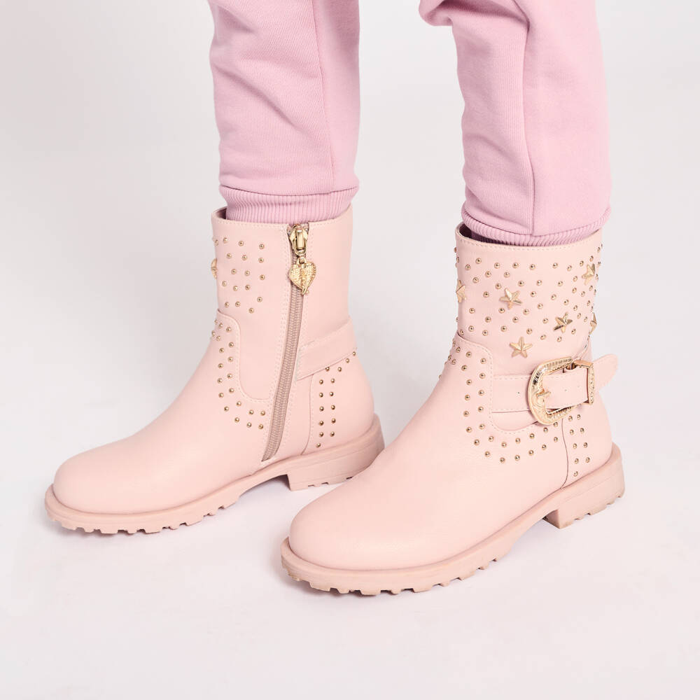 Angel's Face-Teen Girls Pink Studded Faux Leather Boots | Childrensalon Outlet