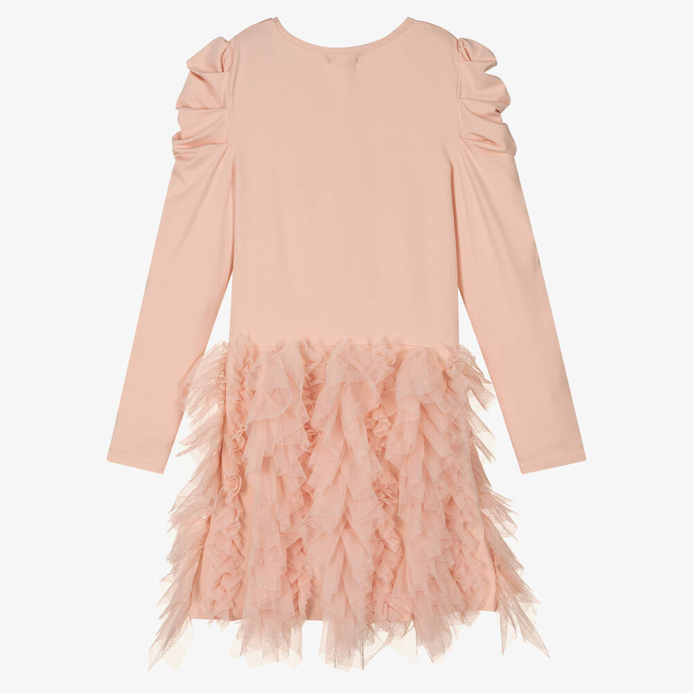 Angel's Face-فستان تينز بناتي قطن جيرسي وتول لون زهري | Childrensalon Outlet