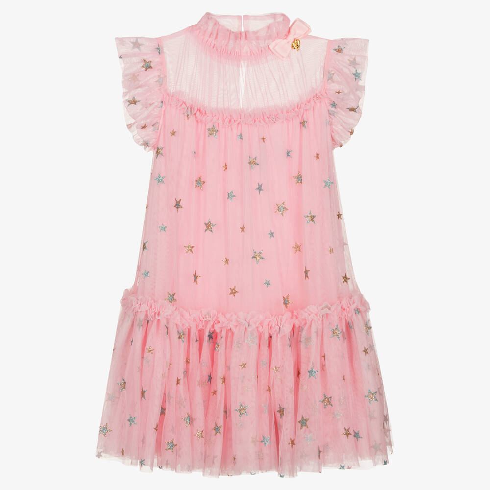 Angel's Face - Teen Girls Pink Tulle Glittery Star Dress | Childrensalon