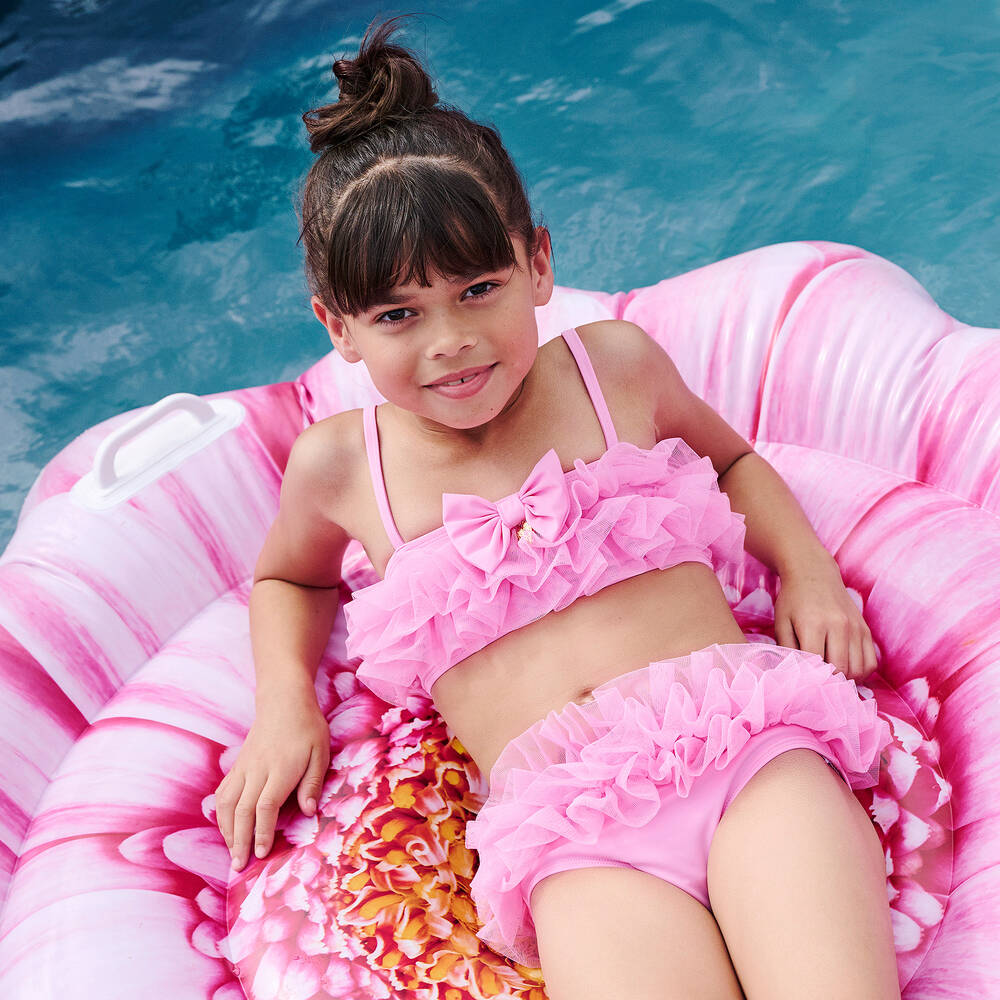 pink-teens Angel's Face - Teen Girls Pink Tulle Ruffle Bikini | Childrensalon Outlet