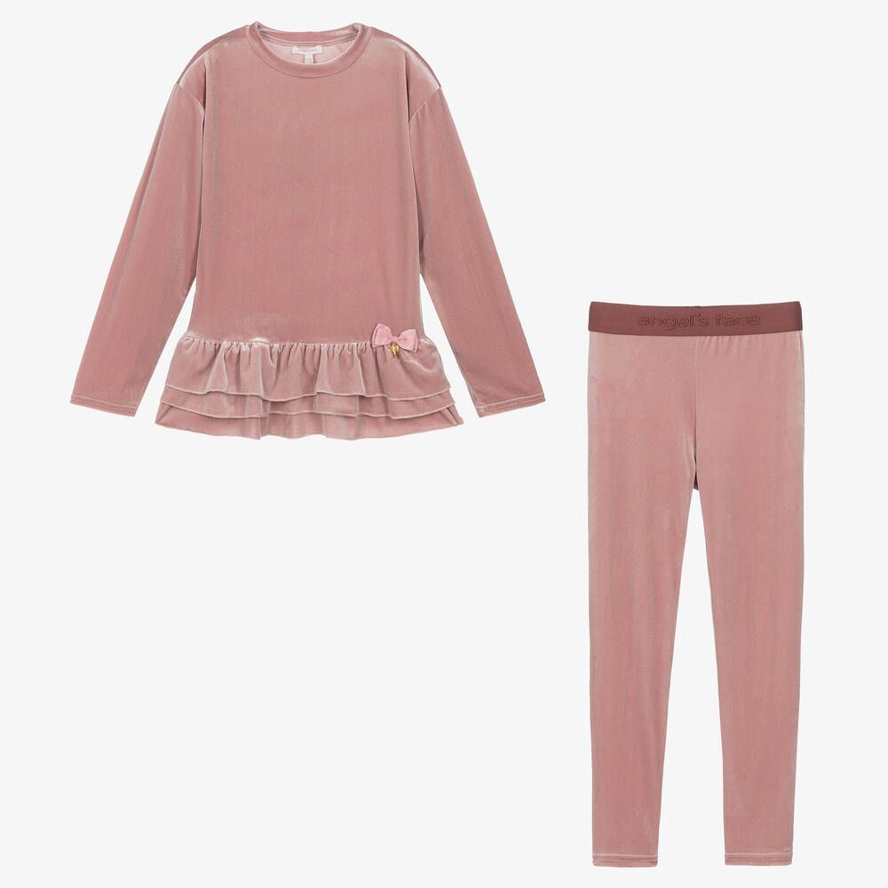 Angel's Face - Ensemble legging rose en velours | Childrensalon