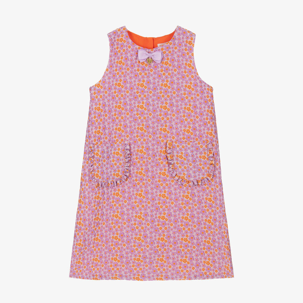 Angel's Face - Robe violette en brocart à fleurs | Childrensalon