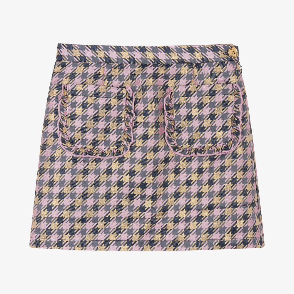 Angel's Face - Teen Girls Purple & Gold Houndstooth Skirt | Childrensalon