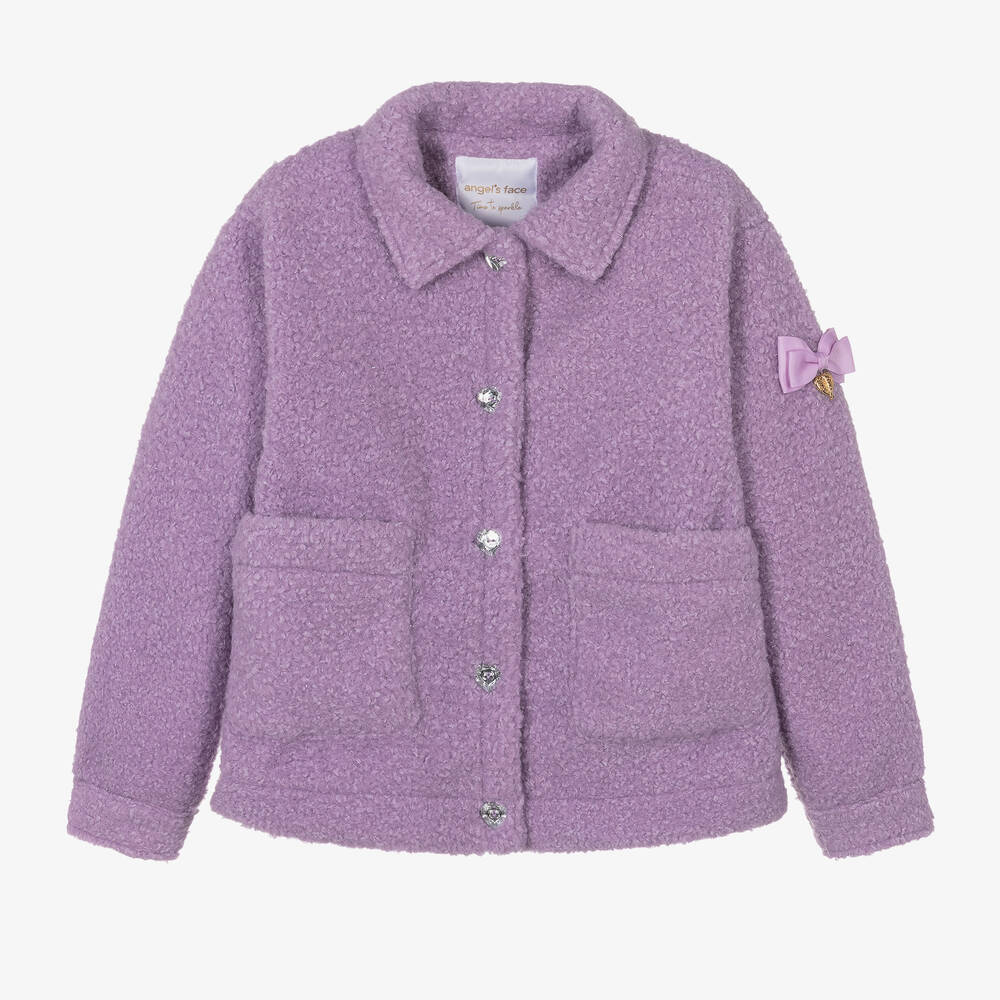 Angel's Face - Teen Girls Purple Teddy Fleece Jacket | Childrensalon