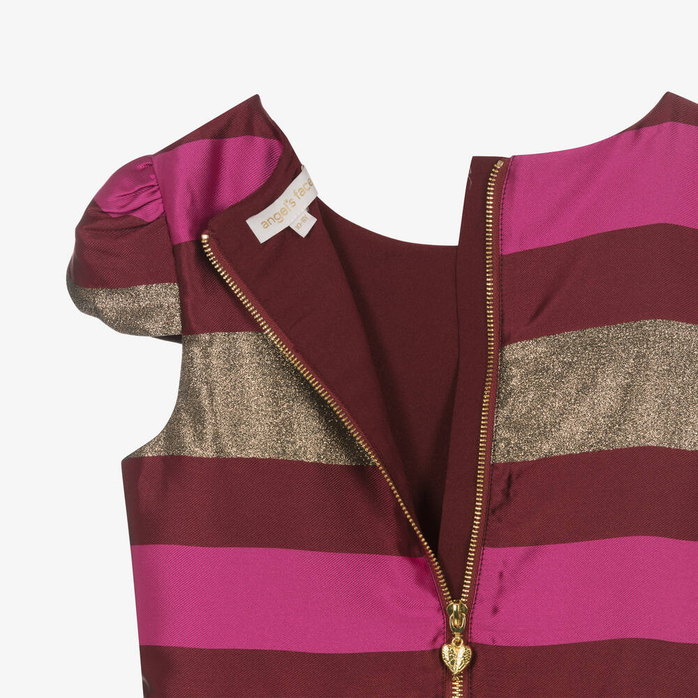 Angel's Face-فستان ساتان مقلّم لون أحمر وذهبي تينز بناتي | Childrensalon Outlet