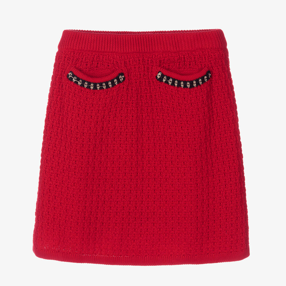 Angel's Face - Teen Girls Red Knitted Skirt | Childrensalon