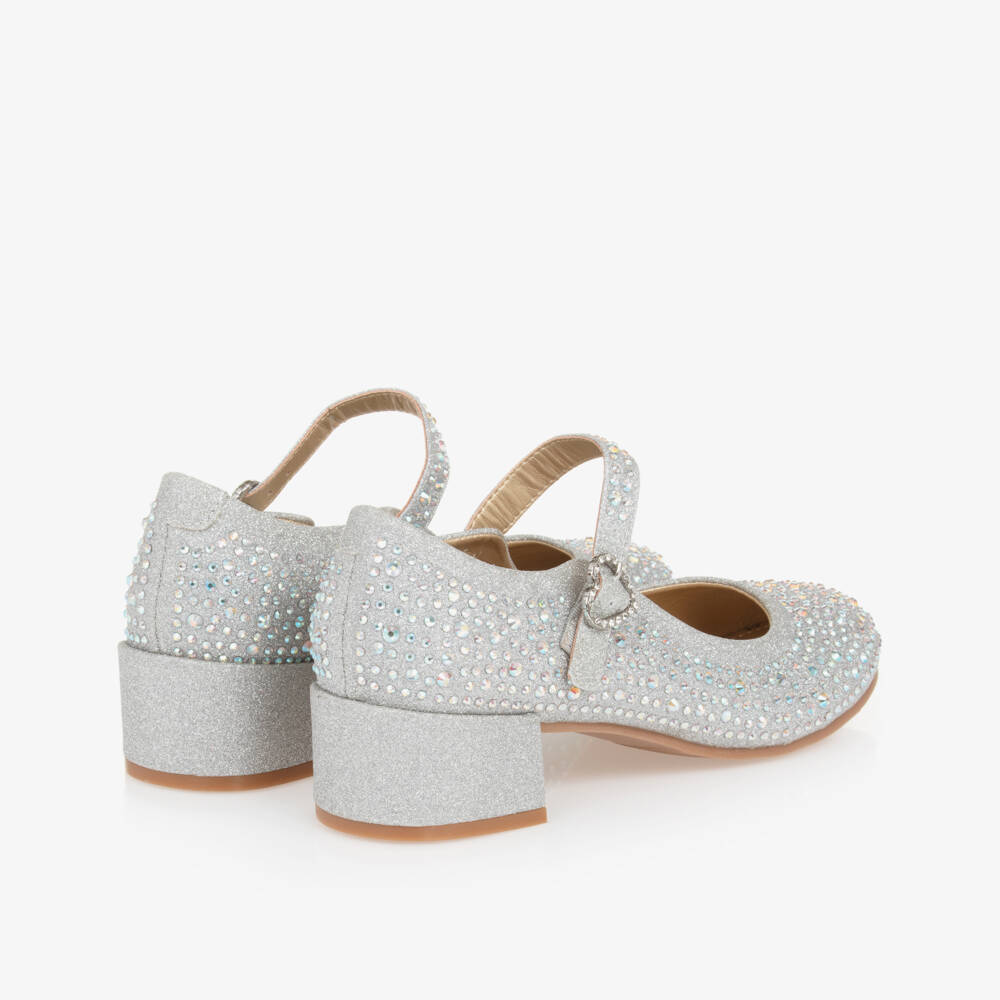 Angel's Face-Teen Girls Silver Diamanté Heeled Bar Shoes | Childrensalon Outlet