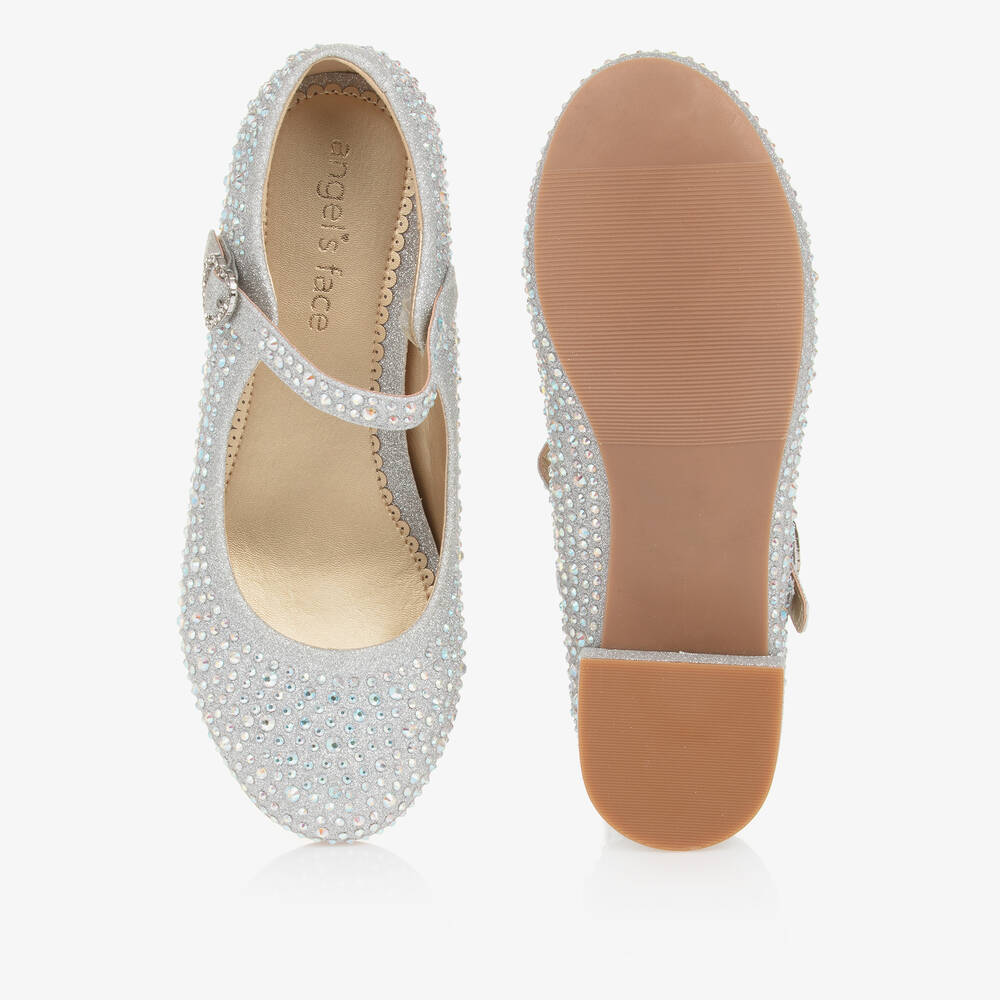 Angel's Face-Teen Girls Silver Diamanté Heeled Bar Shoes | Childrensalon Outlet